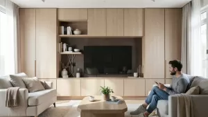 zabudowa ściany w salonie